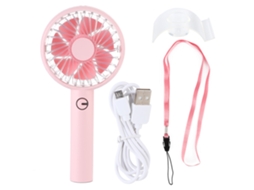 Laxiscreed Mini Ventilador Recarregável Usb Silencioso Para Mão E Mesa Com Suporte Para Telemóvel, Cor Rosa
