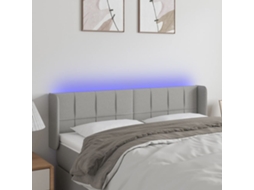 Vidaxl Cabeceira Cama C/ Luzes Led Tecido 147x16x78/88 Cm Cinza-claro