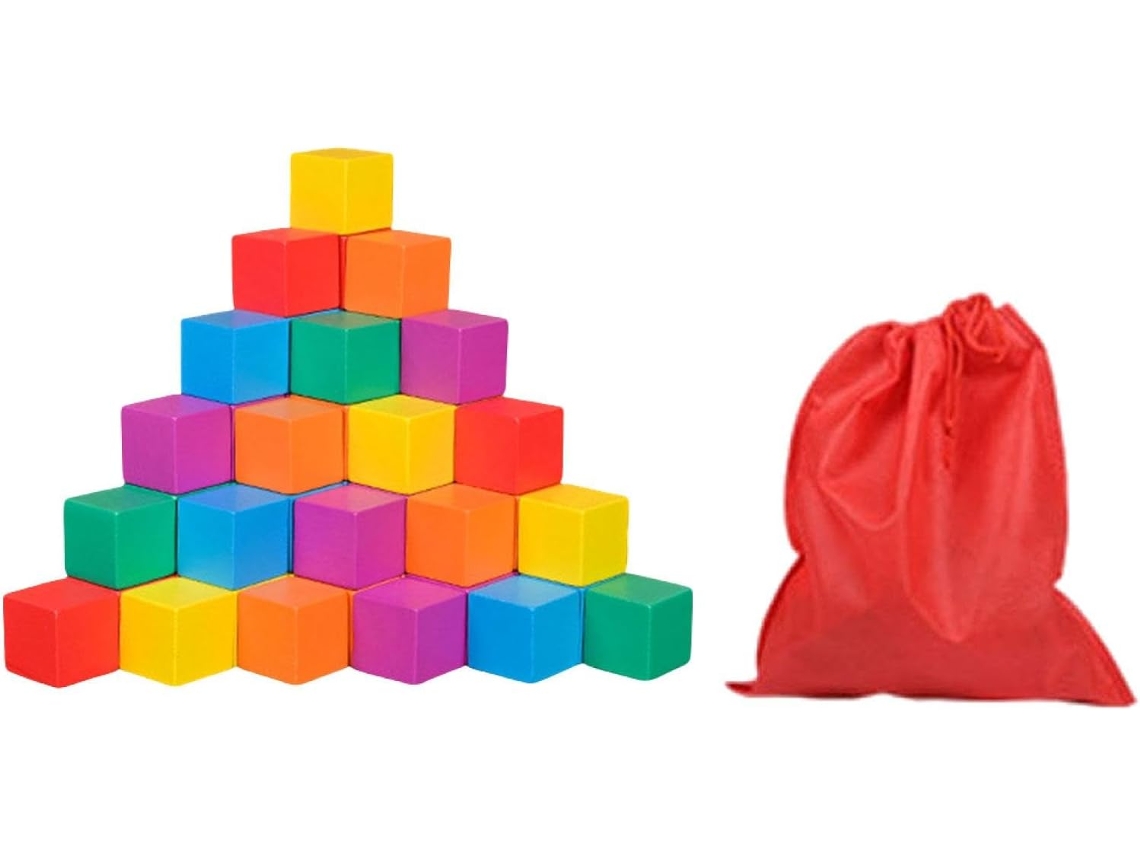 Brinquedo De Empilhar Cubos Madeira Coloridos, Feito Materiais