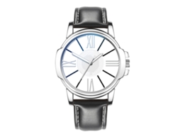 Relógio de pulso masculino de quartzo com pulseira de couro, relógio casual.