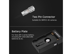 Adaptador De Batería Para Blackmagic Bmpcc 4k Com Parafuso 1/4" Para Sony Bp-u30 U60 U90