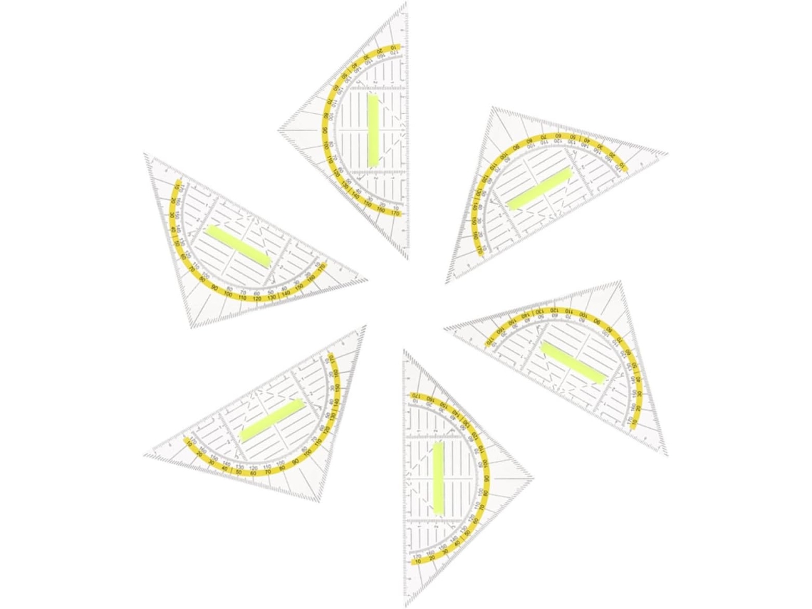 Conjunto De 6 Peças Esquadros Multifuncionais Plástico Pp Toddmomy Para Desenho, Matemática E Medição Leves Portáteis