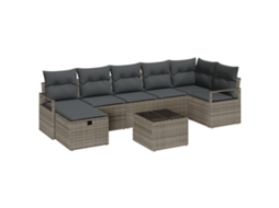 Conjunto 8 Conjunto De Móveis De Jardim Vidaxl Cinzento Vime Pe (287 X 122 X 85 Cm)