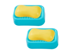 Pack de 2 Pratos de Sabão com Drenagem Suporte para Sabão Fácil Limpeza Secagem RNEMITERY