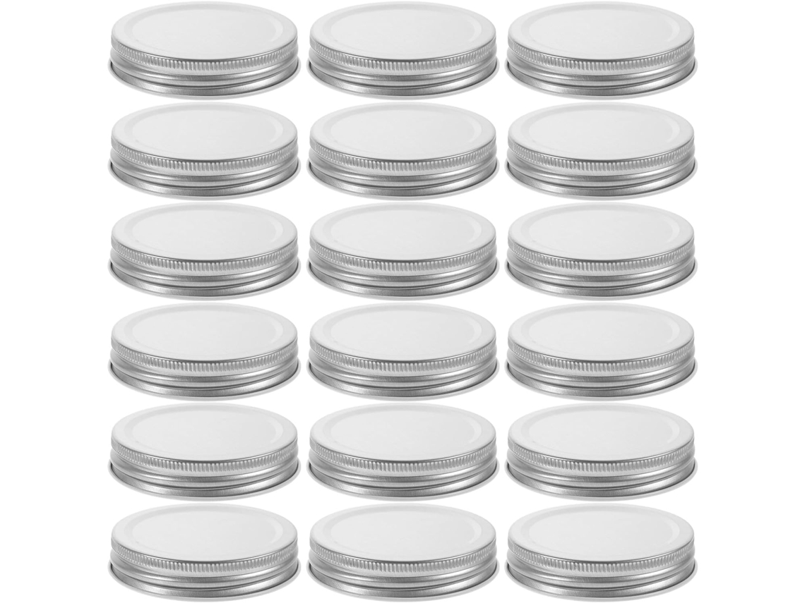 20 Tampas De Frasco Folha Flandres Prata 70mm, Vedação Reutilizáveis Para Armazenamento Alimentos Domésticos E Frascos Pedreiro