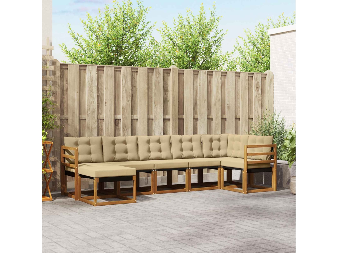 Vidaxl Conjunto De Sofás Para Exterior 7 Pcs Natural E Bege
