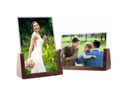 Conjunto De 2 Molduras Para Fotos Tums, Moldura De Madeira E Vidro Acrílico Para Mesa, Decoração Para Casa Aquaforge