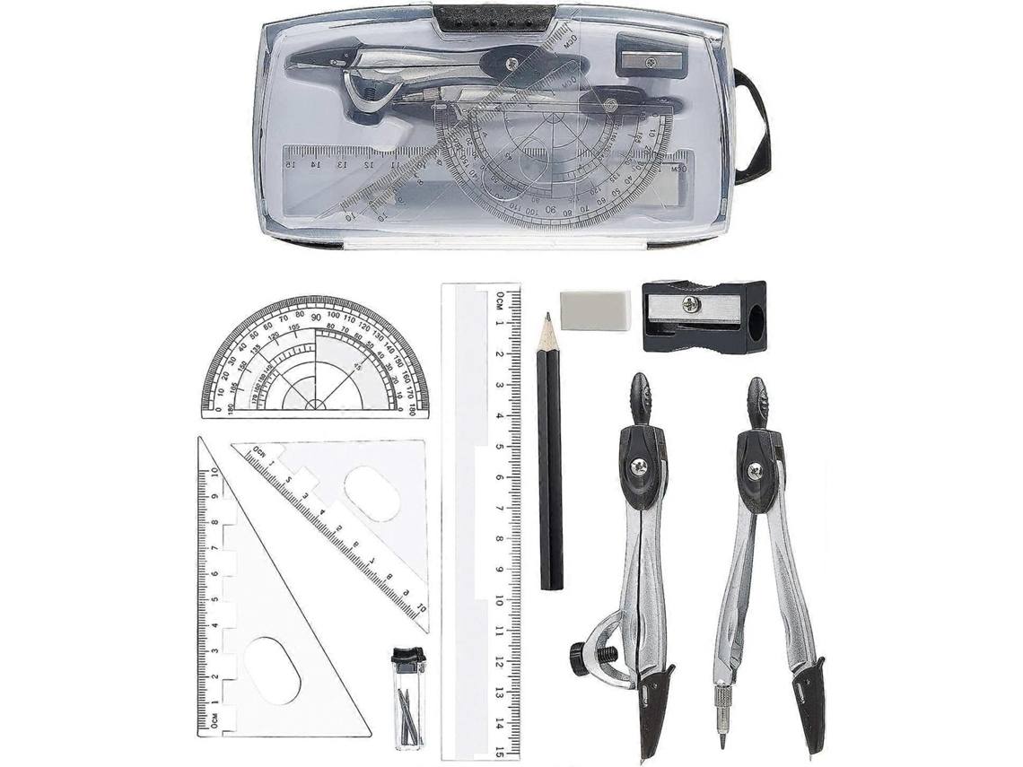Rebe-kit De Geometría Com 110 Peças: Compasses, Transportador, Réguas, Lápis, Borrador E Estojo Durável Para Estudantes E Profissionais
