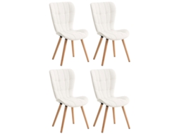 Conjunto de 4 cadeiras de jantar Elda em pele sintética branco CLP