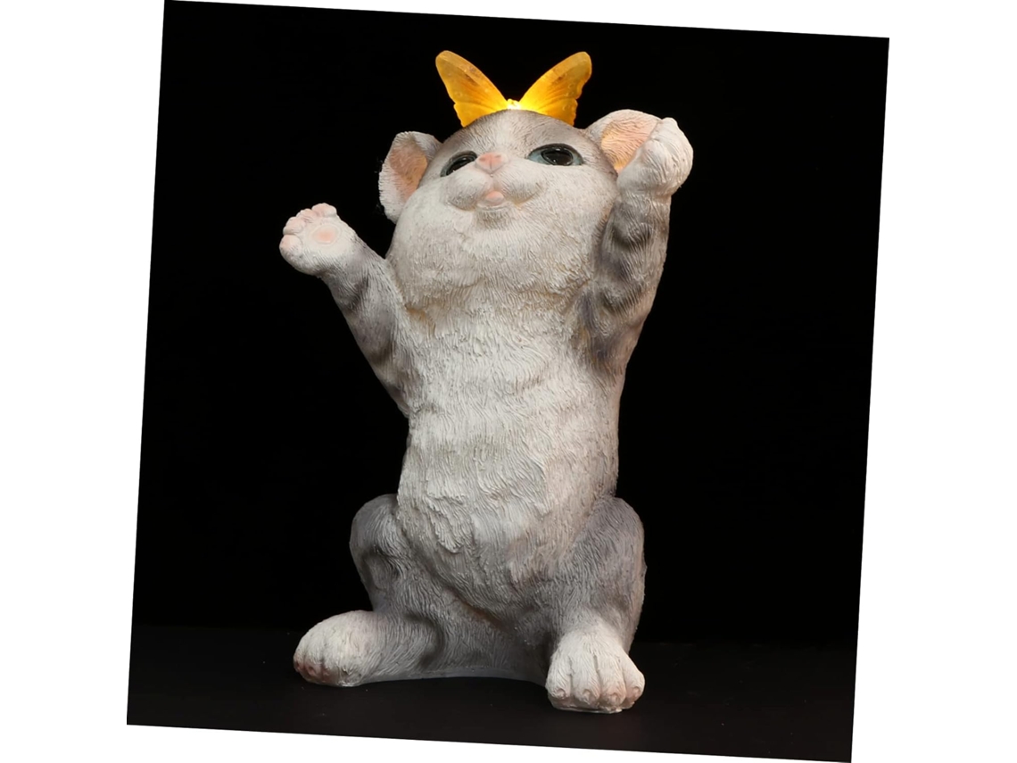 Luminária Solar em Formato de Gato, Decoração de Jardim para Gramado e Varanda. SFUSHOS