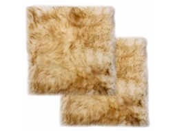 Vidaxl Almofadas Cadeira 2 Pcs 40x40cm Pele Carneiro Castanho Mesclado