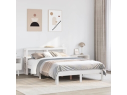 Vidaxl Estrutura De Cama C/ Cabeceira 150x200 Cm Pinho Maciço Branco