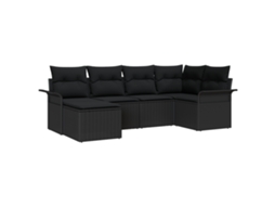 Conjunto 6 Conjunto De Móveis Para Exterior Vidaxl Preto Vime Pe (242,5 X 132,5 X 85 Cm)