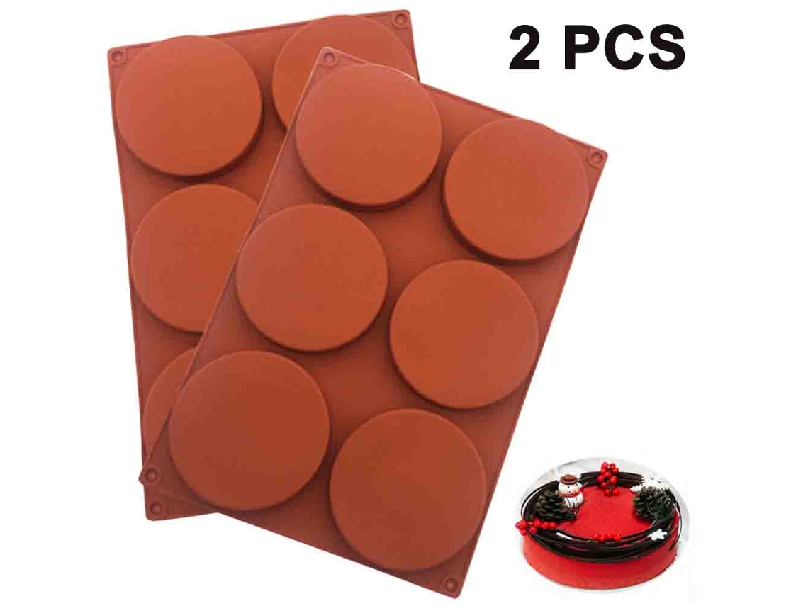 Peças 6 Discos Grandes Molde de Bolo Silicone 4 Polegadas Assadeira Sobremesa Chocolate Vibrando O Mesmo Parágrafo Ferramenta Cozimento UISAVE