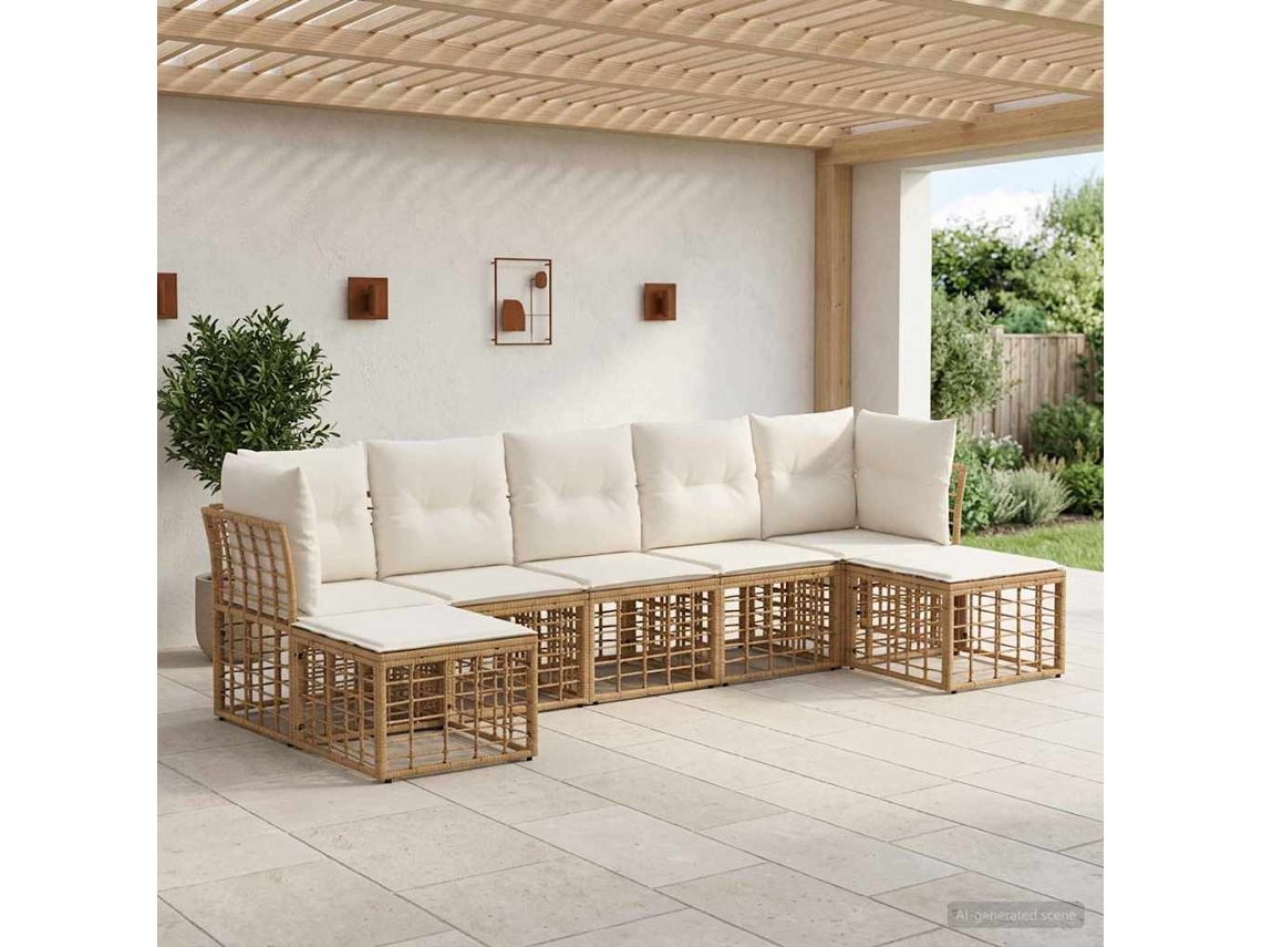 Vidaxl Conjunto De Sofás Para Exterior Natural Poliéster