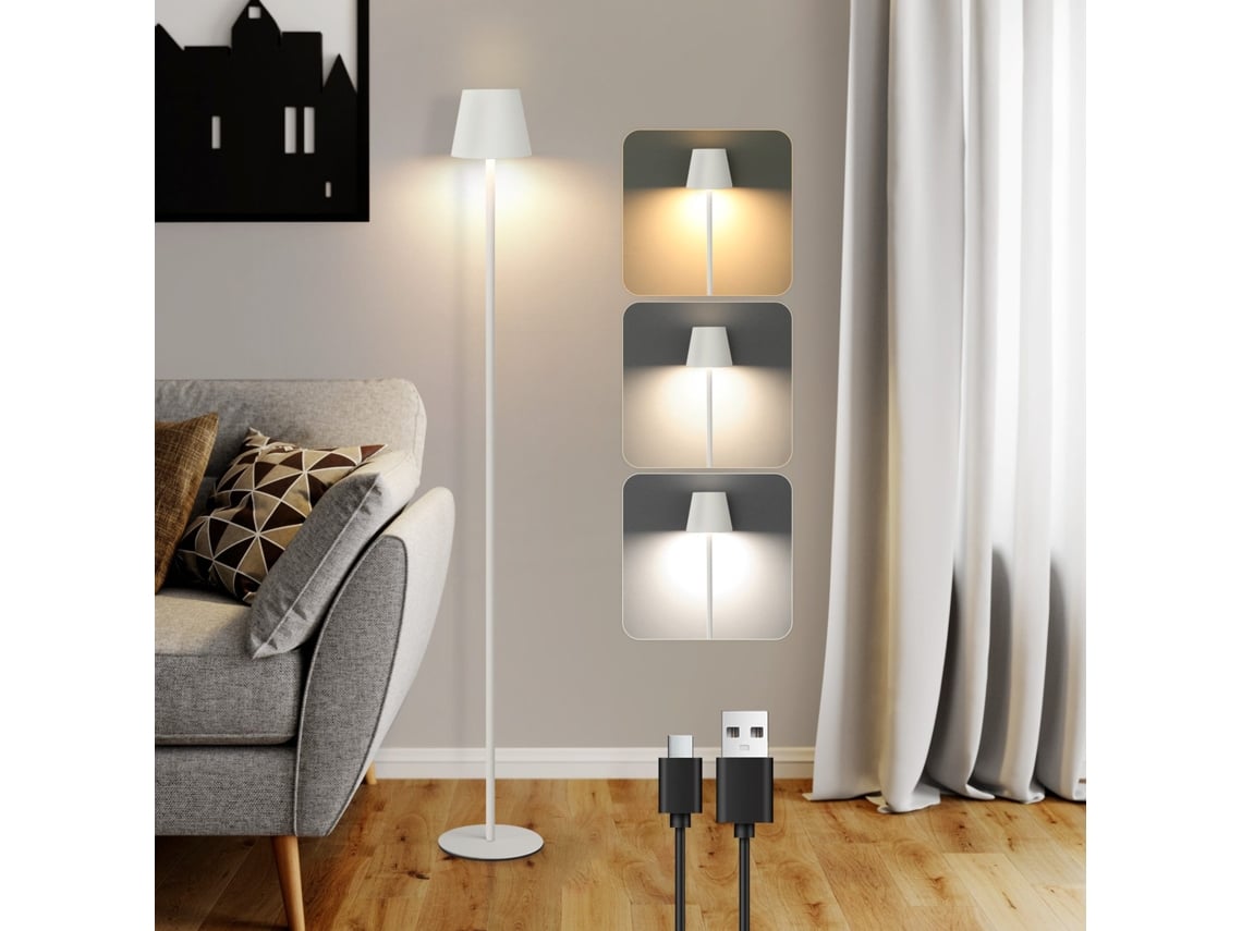Candeeiro De Pé Led Nettlife Preto Moderno Regulável 125 Cm 3 Temperaturas De Cor Usb Sala De Estar