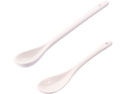 Conjunto de 5 Colheres Sopa Porcelana com Cabo Longo, Design Tradicional, Reutilizáveis, Feitas CHABERLU
