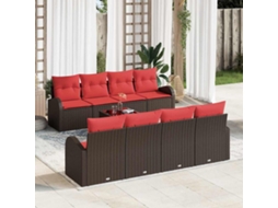 Vidaxl Conjunto De Sofás 9 Unid. 6-número De Lugares Marrom E Vermelho