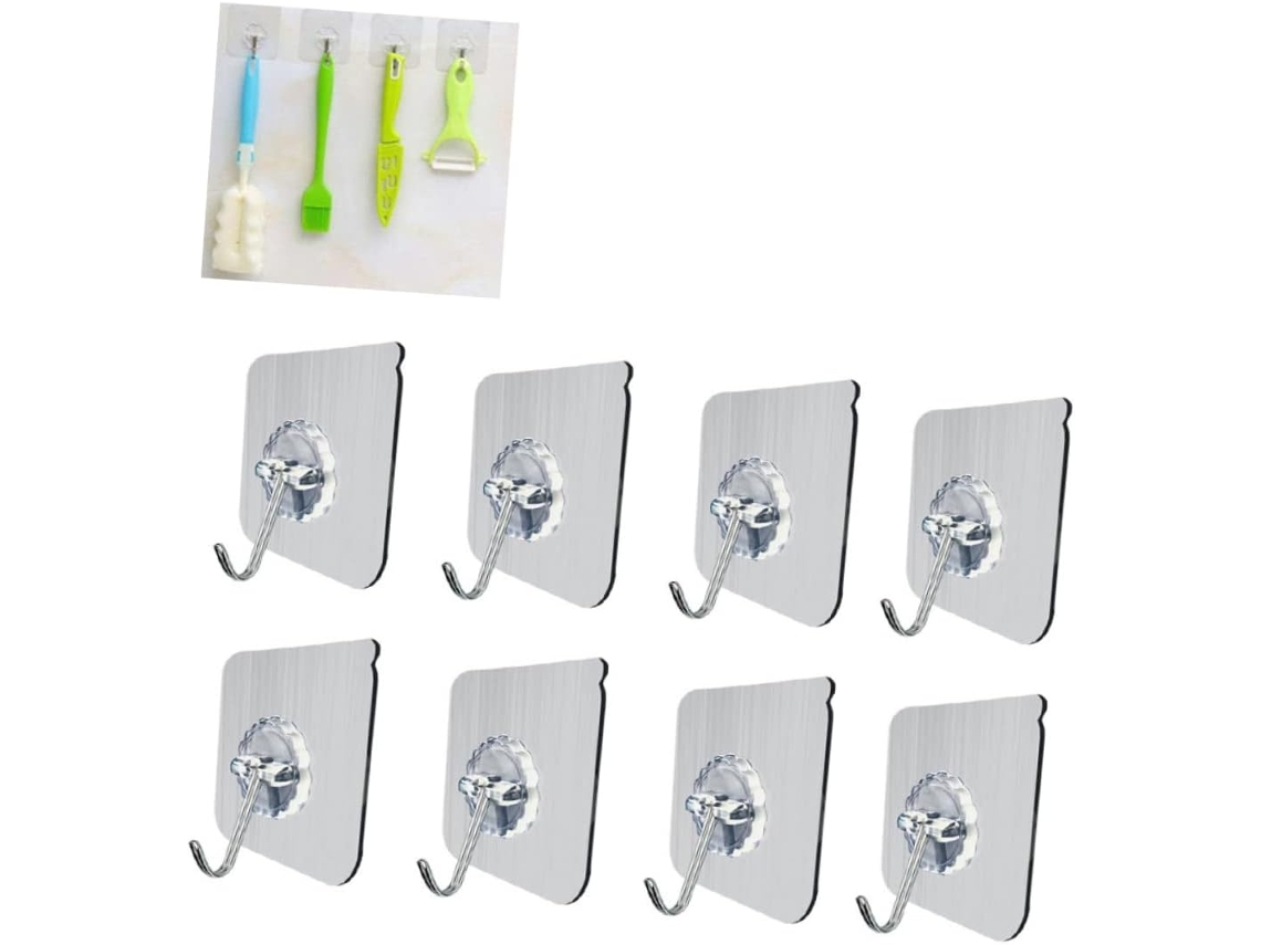 Conjunto De 8 Ganchos Adesivos De Parede À Prova D'água Para Banheiro E Cozinha.