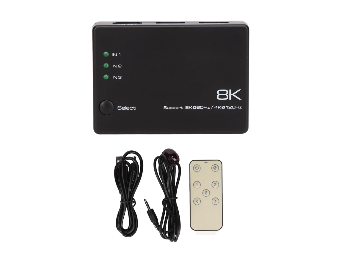 comutador 8k hd 3 em 1 40gbps controle remoto plug and play para tv projetor pc com S/MARCA