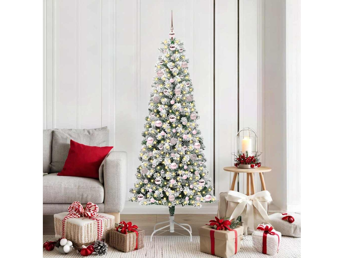 Vidaxl Árvore De Natal Articulada Artificial Verde E Branco 180 Cm
