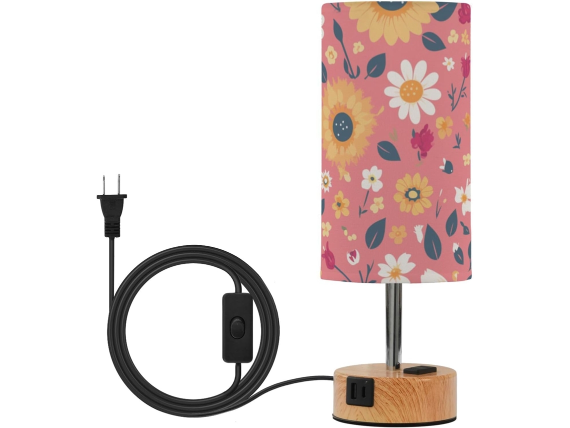Luminária De Mesa Linqin Pequena, Rosa Vibrante, Com Girassol, Para Quarto, Escritório Ou Mesa De Trabalho, Com Cúpula