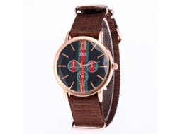Reloj De Pulsera Analógico De Cuarzo Unisex Con Correa De Nailon Redondo Moda Casual Café