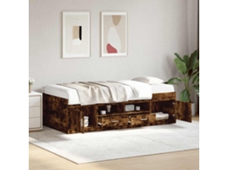 Vidaxl Sofá-cama Com Gavetas Sem Colchão 90x200 Cm Carvalho Fumado