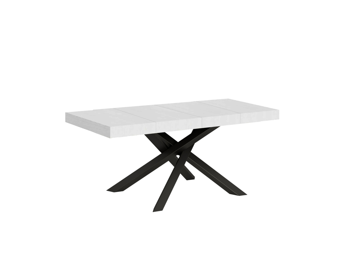 Mesa Extensível Volantis Premium 140/400x90 Cm, Pernas Em Madeira De Freixo Branco E Antracite Itamoby
