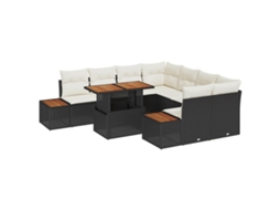 Maison Exclusive - Conjunto De Jantar Para Jardim Com Almofada 9 Pcs Preto E Bege
