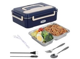 Caja De Almuerzo Eléctrica Portátil 3 En 1 Para Carro Com Aquecedor E Bolsa De Isolação Cor Verde Escuro