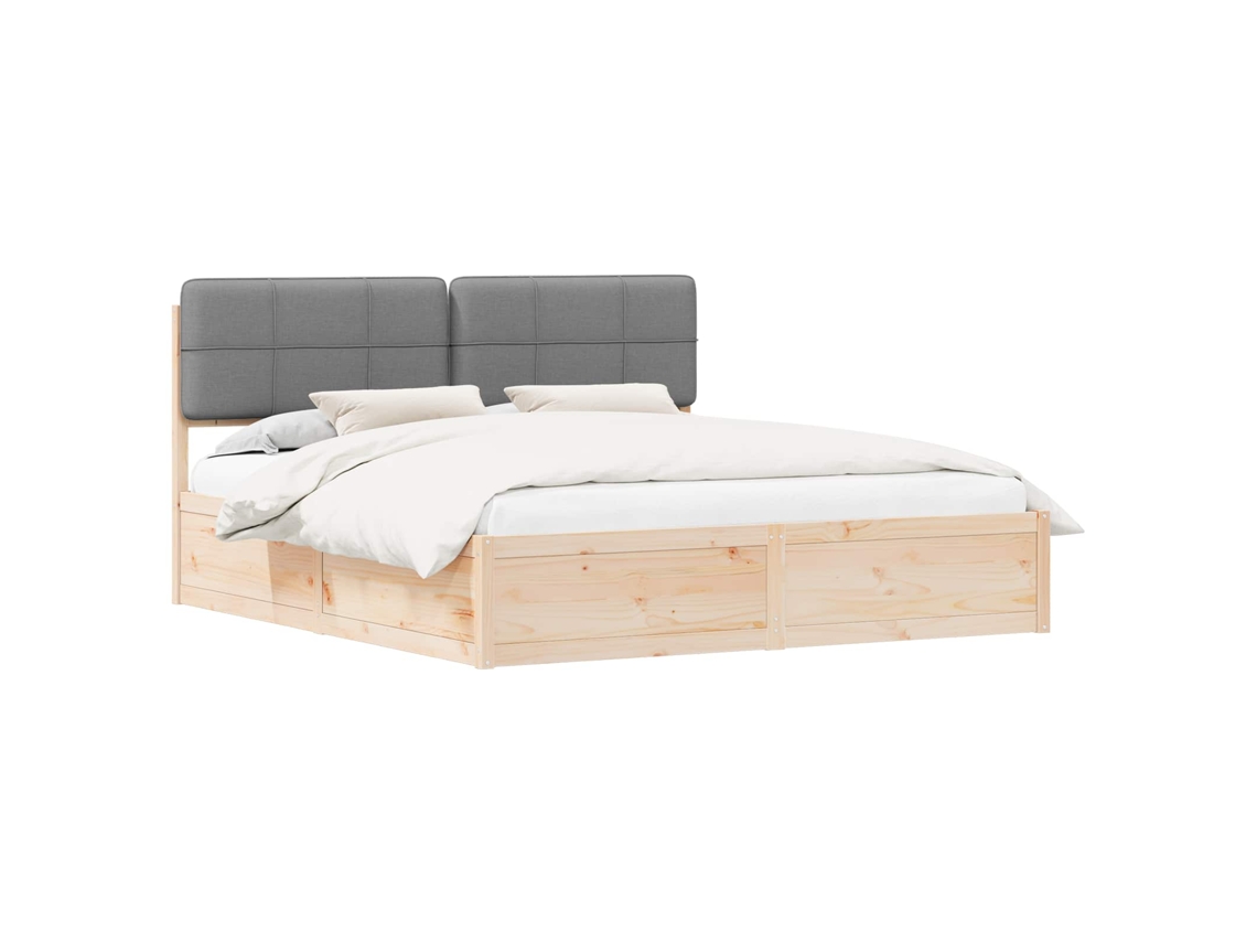 Estrutura de Cama com Cabeceira Estofada Cinzento Claro MAISON EXCLUSIVE