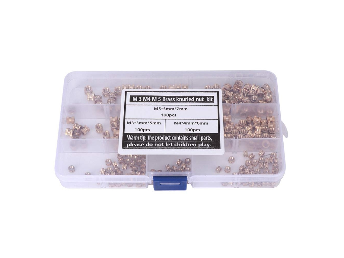 Jogo De Porcas Latão Com Insertos, 300 Peças, M3, M4, M5,