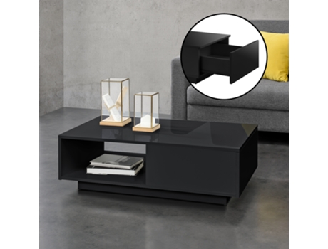 Mesa de Centro [EN.CASA] Biskra  (Preto - Cartão revestido com melamina - 95 x 55 x 31 cm)