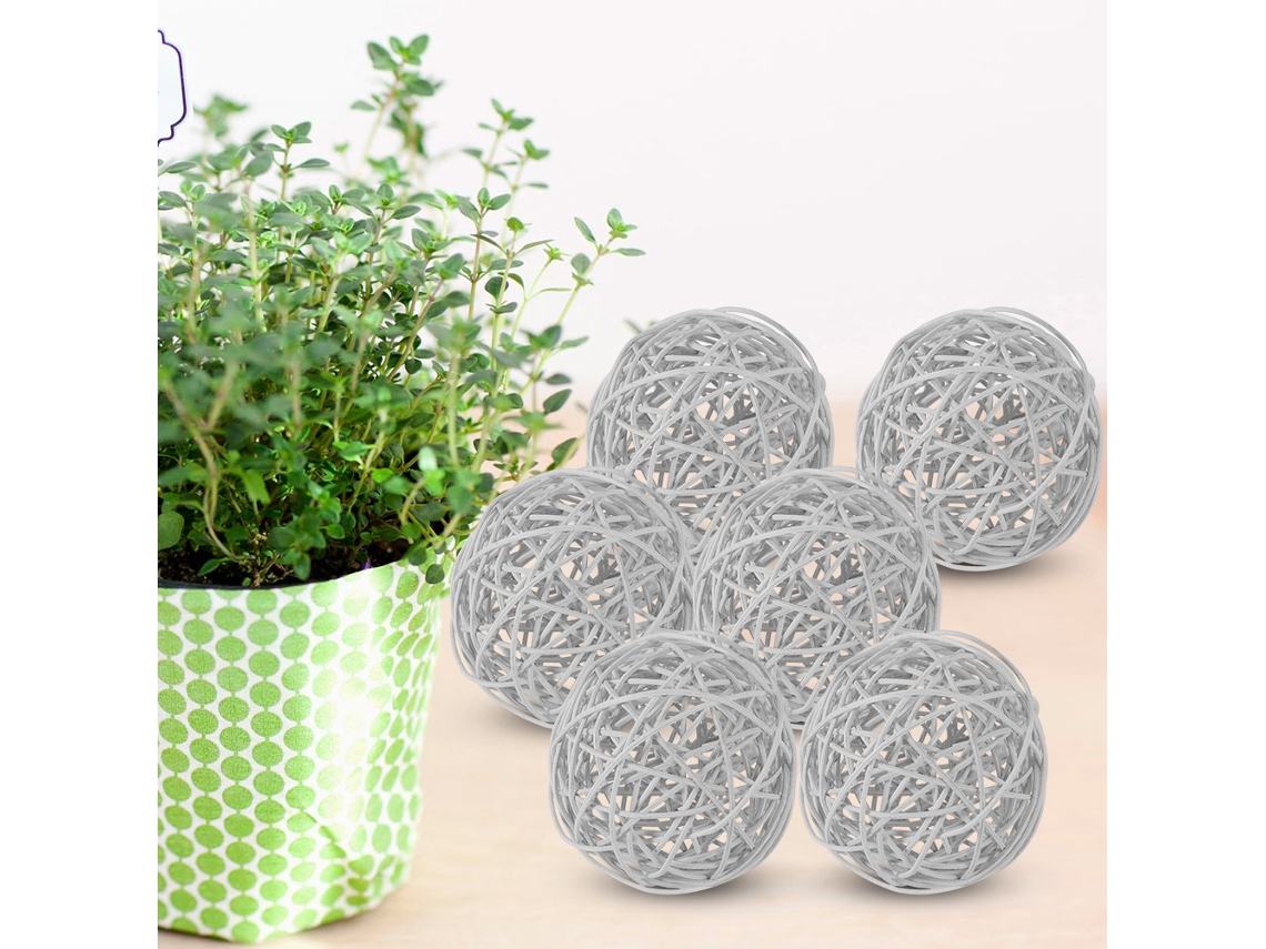 Bolas de rattan (conjunto de 6, 10 cm, douradas) Eoocoo