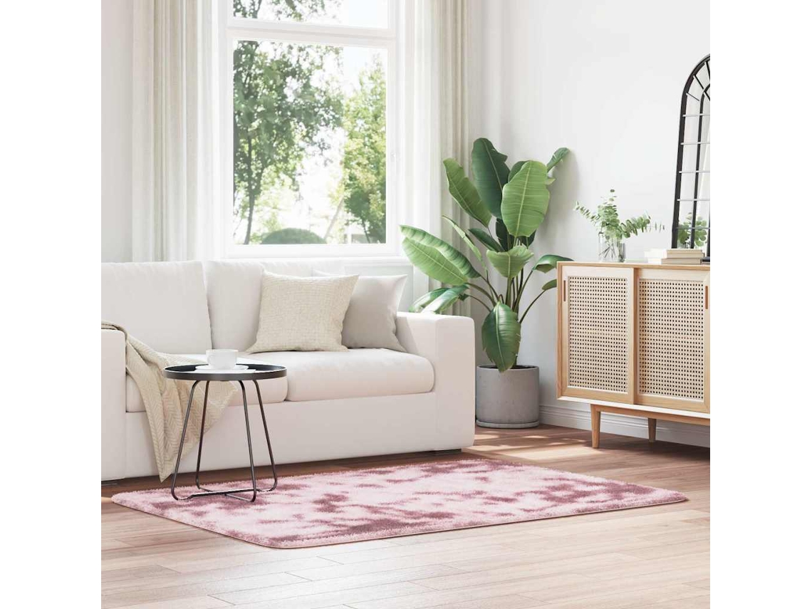 Vidaxl Tapete Shaggy De Pelo Alto Navarra 120x170 Cm Rosa Empoeirado