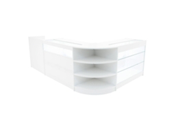 Conjunto De Balces Comerciais Hyperion | Branco | Lm60 B1200 K1200 Tb60 | Mdf E Vidro Temperado | Prateleiras E Monstershop
