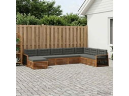 Vidaxl Conjunto De Sofás Para Exterior 8 Unid. Natural E Antracite
