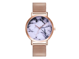 Relógio de pulso casual para homens e mulheres, analógico, pulseira de malha, quartzo dourado rosê