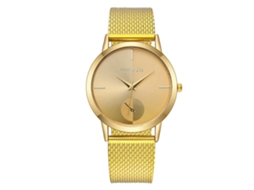 Relógio de pulso feminino casual Yolako com mostrador redondo, quartzo, dourado.