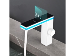Torneira Digital De Latão Para Lavatório Com Visor Led Inteligente, Misturador De Água.