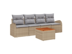 Conjunto 5 Sofá Modular Vidaxl Bege Vime Pe (55 X 55 X 37 Cm)