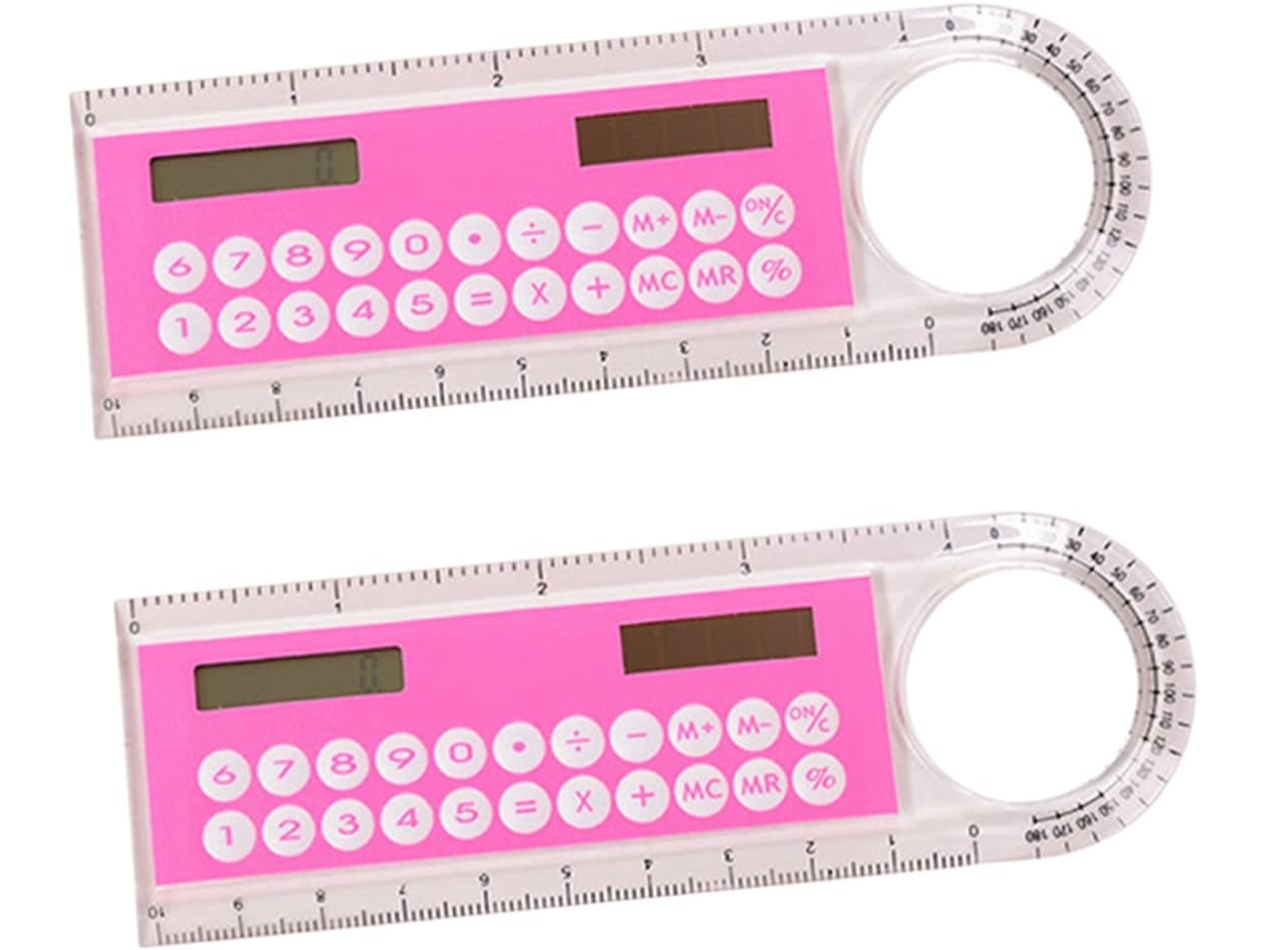 Régua Calculadora De 10 Cm, Plástico Rosa, 2 Unidades