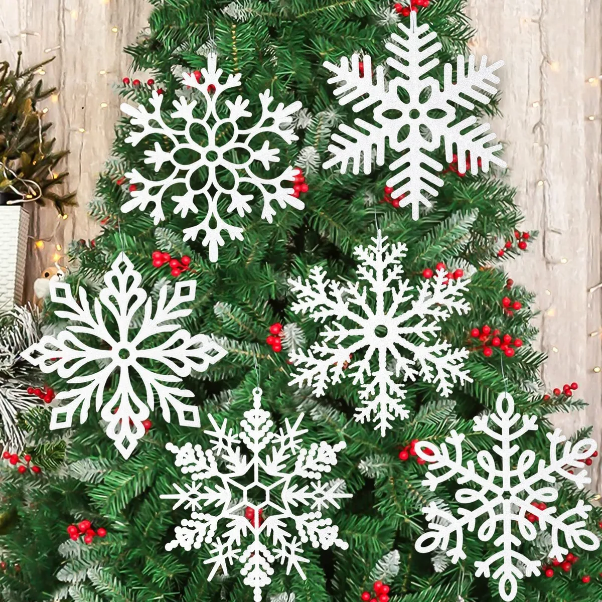 Grandes Joias De Natal, Feitas De Flocos De Neve Brancos 12vayotoy