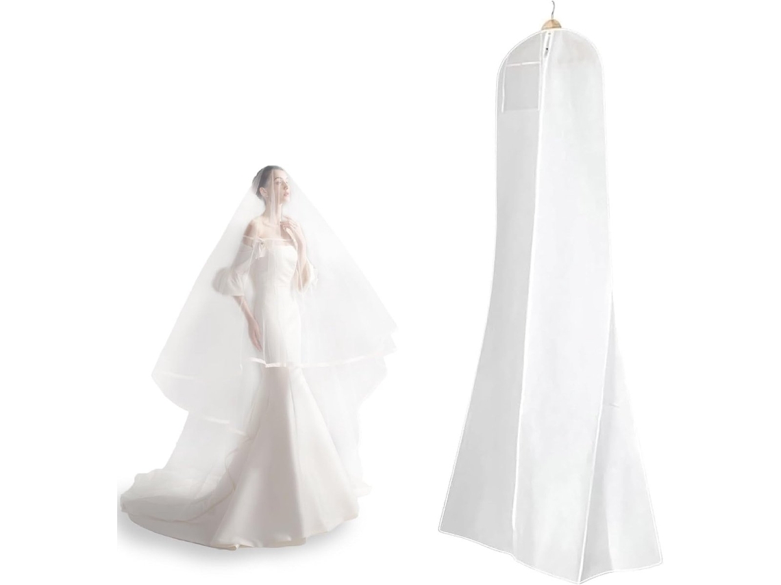 Capa Protetora Contra Poeira Para Vestido De Noiva, 183x60cm, Capa Para Vestido De Noite Com Zíper Para Guardar Vestidos Ou Casacos Longos