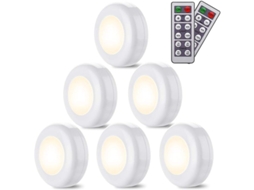 2026 linjou 6 Luzes Led Sem Fio Branca Quente 4000k Regulável com Controle Remoto para Cozinha e Dormitório