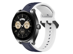 Bracelete de Smartwatch para Huawei Watch Buds 22mm Loop Convexo de silicone de duas cores (azul meia-noite + branco)