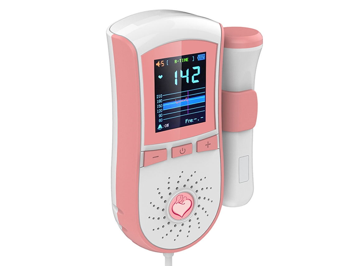 Ponta De Prova Fetal Do Monitor Cardíaco 3mhz Do Bebê De Doppler Exposição Da Curva De Ecg Do Lcd Da Cor GERTIZ