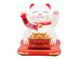Gato Da Sorte Laxiscreed Com Braço Móvel Solar Branco Para Decoração E Boa Sorte