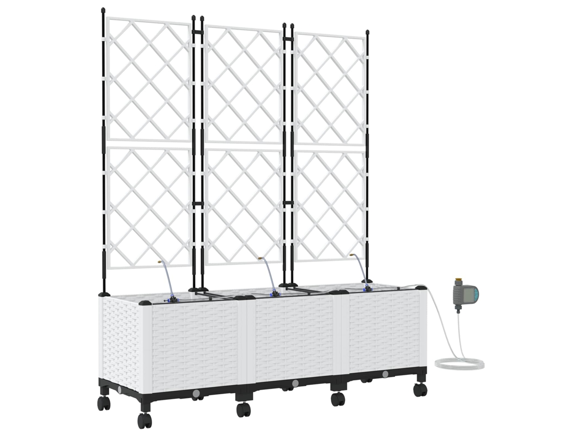 Conjunto 3 Vaso De Jardim Vidaxl Branco Polipropileno (120 X 40 X 148 Cm)